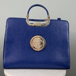 Source Unknown Royal Blue Satchel with Gold Detail